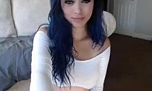 watch this dyed hair girlfriend tease with underboob and dildo on webcam?