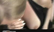 Sizzling hot busty blonde gf blows on dick!