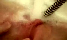 Filthy 18+ slut intensely masturbates in wet bathtub