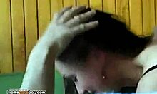 Sweet amateur brunette girlfriend slurps a thick cock