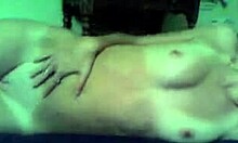 trim whore spreads shaved pussy fingers tattooed body on big blue bed masturbation teen 18+ tan lines