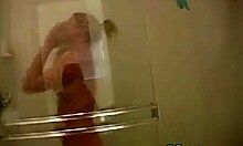 Horny blonde girlfriend getting prepared in the shower for her porn affair