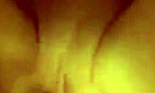 Amateur brunette practices oral techniques with finger