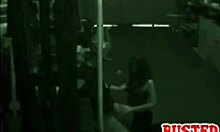 Factory worker receives blowjob from cute little 18+ hooker on her knees
