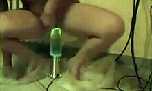 Extremely horny gal shoves big dildo in cunt 😈