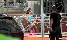 pretty whore in sunglasses fucks ass riding doggystyle on bed while texting boyfriend