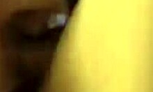 Amateur brunette practices oral techniques with finger