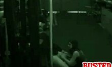 Factory worker receives blowjob from cute little 18+ hooker on her knees