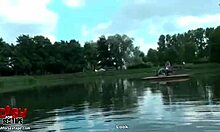 barely legal blonde vixen exposes tits in public nature. gets pov blowjob and facial.