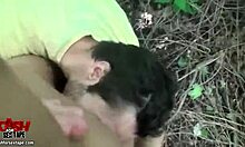 barely legal blonde vixen exposes tits in public nature. gets pov blowjob and facial.