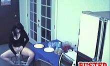 White punk rock chick masturbates in jeans