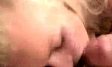 pretty blonde babe sucks cock in pov wearing thong