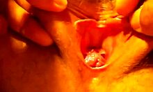 naughty amateur shows hairy beaver to bloke in close-up