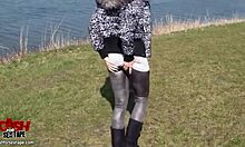 Paid gf in car sucking and fucking with big tits out