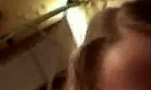 blonde teen deepthroats cock on her knees