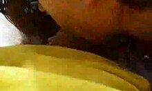 Her heart pounding, the brunette ex-girlfriend performs blowjob and masturbation, revealing shaved pussy and natural tits