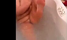 Naughty bbw milf wife bathing and pleasuring herself in the tub