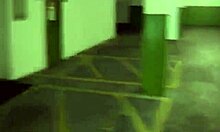 Curly haired honey needs a penis in public on her knees