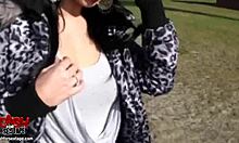 Shaved Brunette GF Fucks in Car