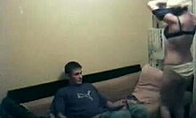 guy in glasses gets head from trashy whore on webcam threesome