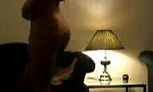 Slutty platinum blonde strips naked, teasing on webcam in thong.