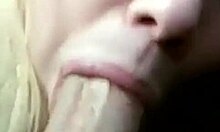 Blonde girlfriend sucks cock in car for cum