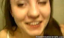 My cute girlfriend sucks my cock in front of the mirror