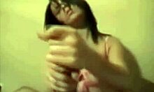 Brunette Wife Delivers Intense Handjob and POV Cock Stroking Leading to Explosive Cumshot