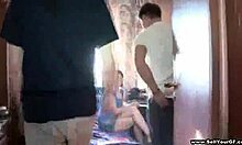 Black-Haired Woman Performs Deep Throat on New Partner in Cuckold Scenario