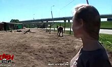 Blonde Girlfriend Gets Ass Licked and Cum on Ass Outdoors