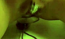 Little 18+ babe sucks shaved pussy with buttplug and vibrator in pov