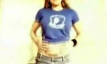 Big-boobed teen with navel piercing teases her huge tits intensely