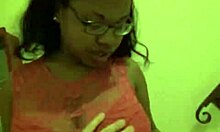 ebony girl with glasses deepthroats big cock pov