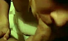 Girlfriend on knees sucks horny cock