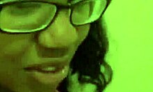 ebony girl with glasses deepthroats big cock pov