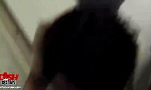 my gf strips in the garage and gives a blowjob with cum on tits 😈