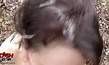 Chilly Day Outside but Brunette Demands Cock for Facial