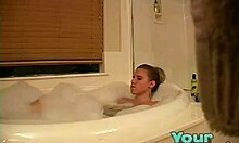 Eighteen-year-old blonde bimbo explores hardcore fantasies in the bath