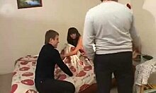 intoxicating amateur gf in lingerie surprises with threesome