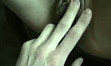 Amateur babe plays with dong in stockings