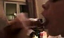 blonde girlfriend skillfully deepthroats interracial cock in homemade video