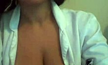 brown-haired cutie teases with fingers in solo webcam play