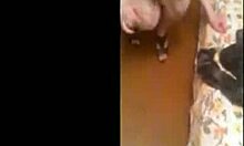 Russian horny babe spreads ass in miniskirt during intense masturbation