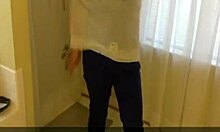 Chubby girl undresses in shower