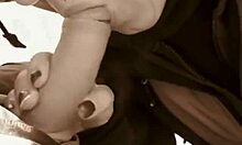 mature slut deepthroats blindfolded cock