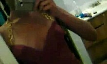 Naughty teen with natural tits undresses in mirror for solo show