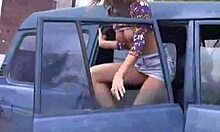 I flash my big breasts in the car, feeling so brave