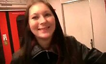 Lovely brunette girlfriend sucks cock with eyes closed in pov