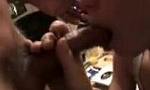 blonde girlfriend skillfully deepthroats interracial cock in homemade video