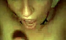 Happy Tramp Slurps Warm Sperm Like Hot Pudding